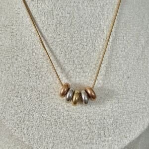 Çelik 3 renkli Halkalı Zincir Kolye