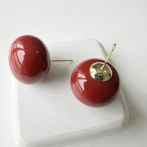 Bordo Top Çivi Küpe