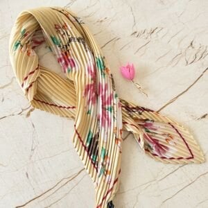 Pembe Lale Broş Fular Kombin (70*70cm)