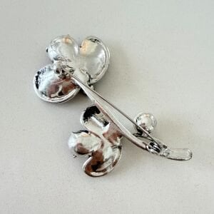 Pembe Taşlı Gümüş Çiçek Broş