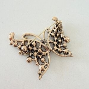 Mor Gri Taşlı Kelebek Broş