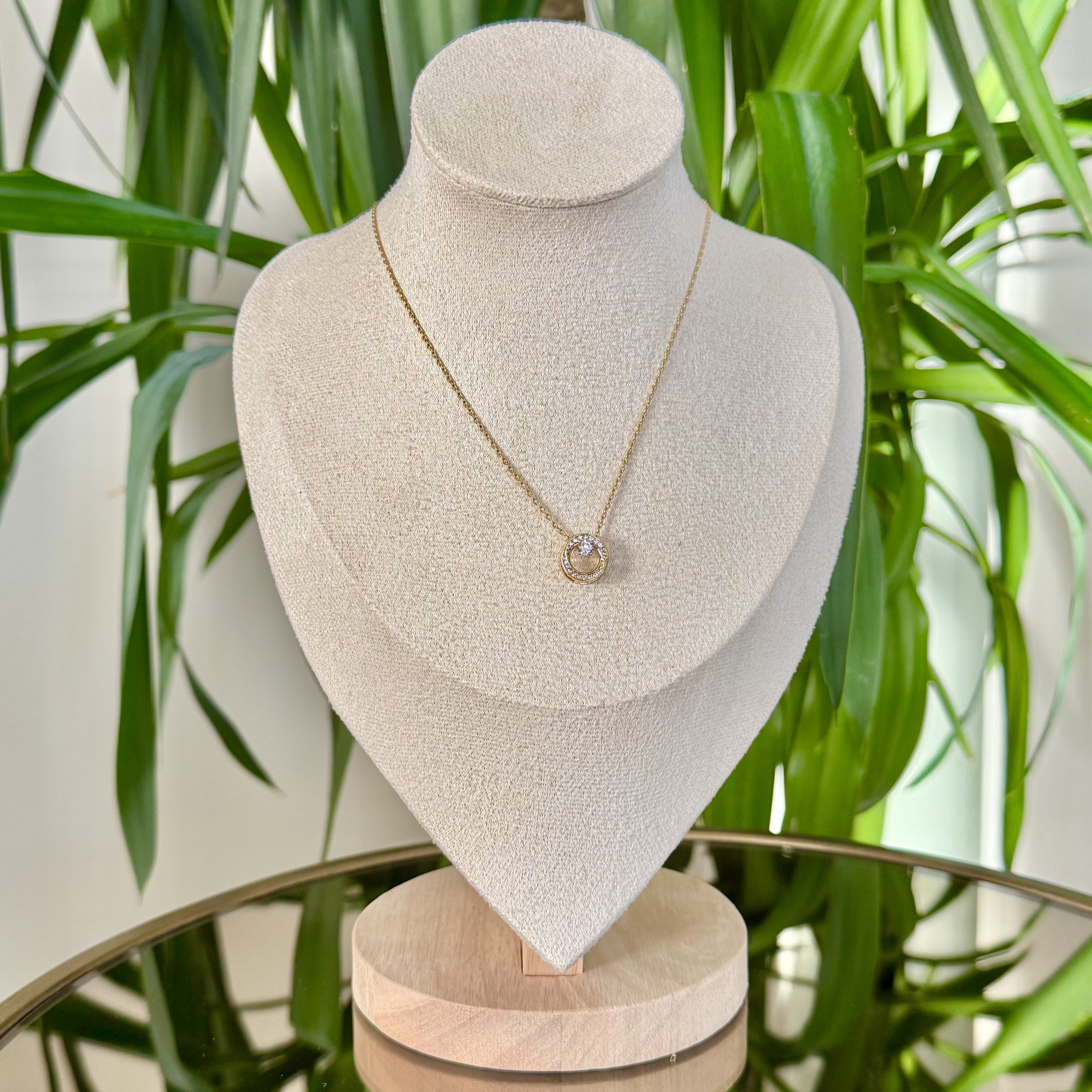 Özel Seri Mini Taş Detaylı Daire Kolye