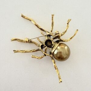İnci Detaylı Örümcek Broş