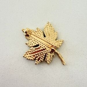 Taşlı Gold Yaprak Broş