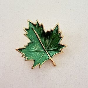 Yeşil Mineli Yaprak Broş