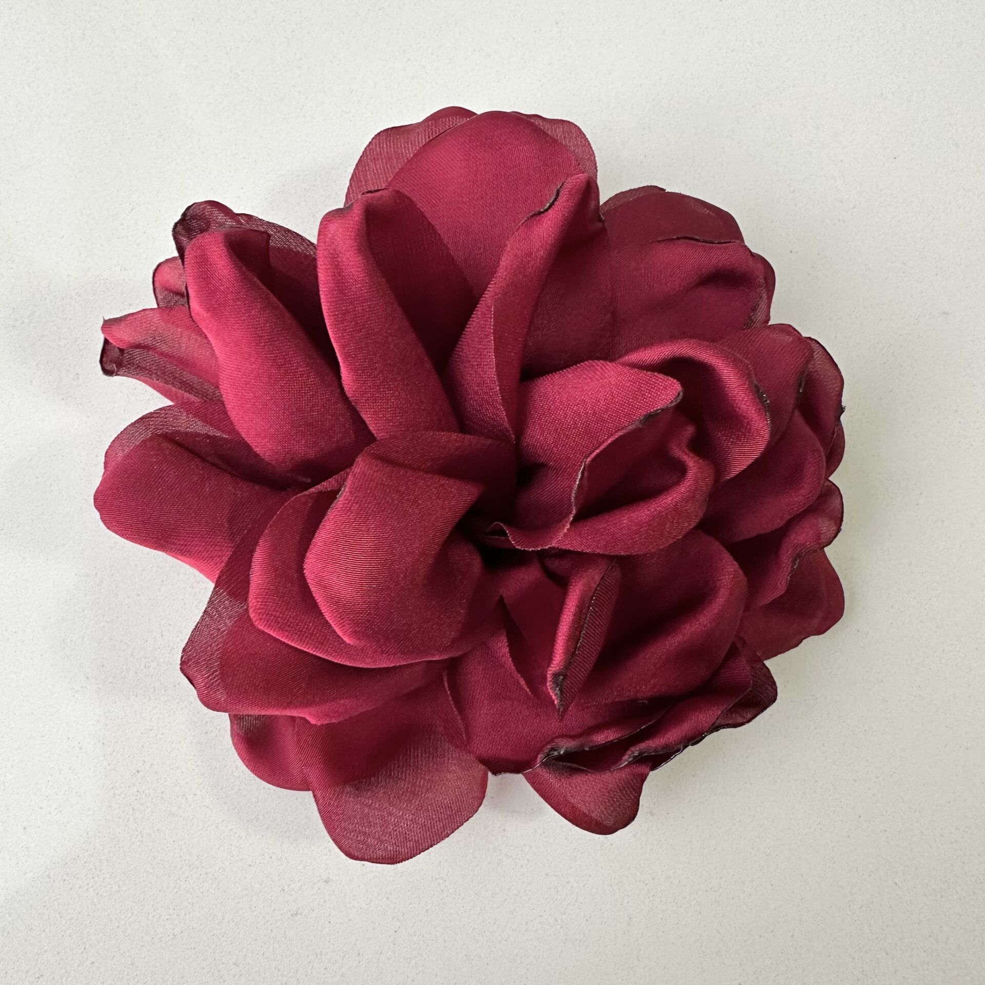 Bordo Saten Çiçek Broş