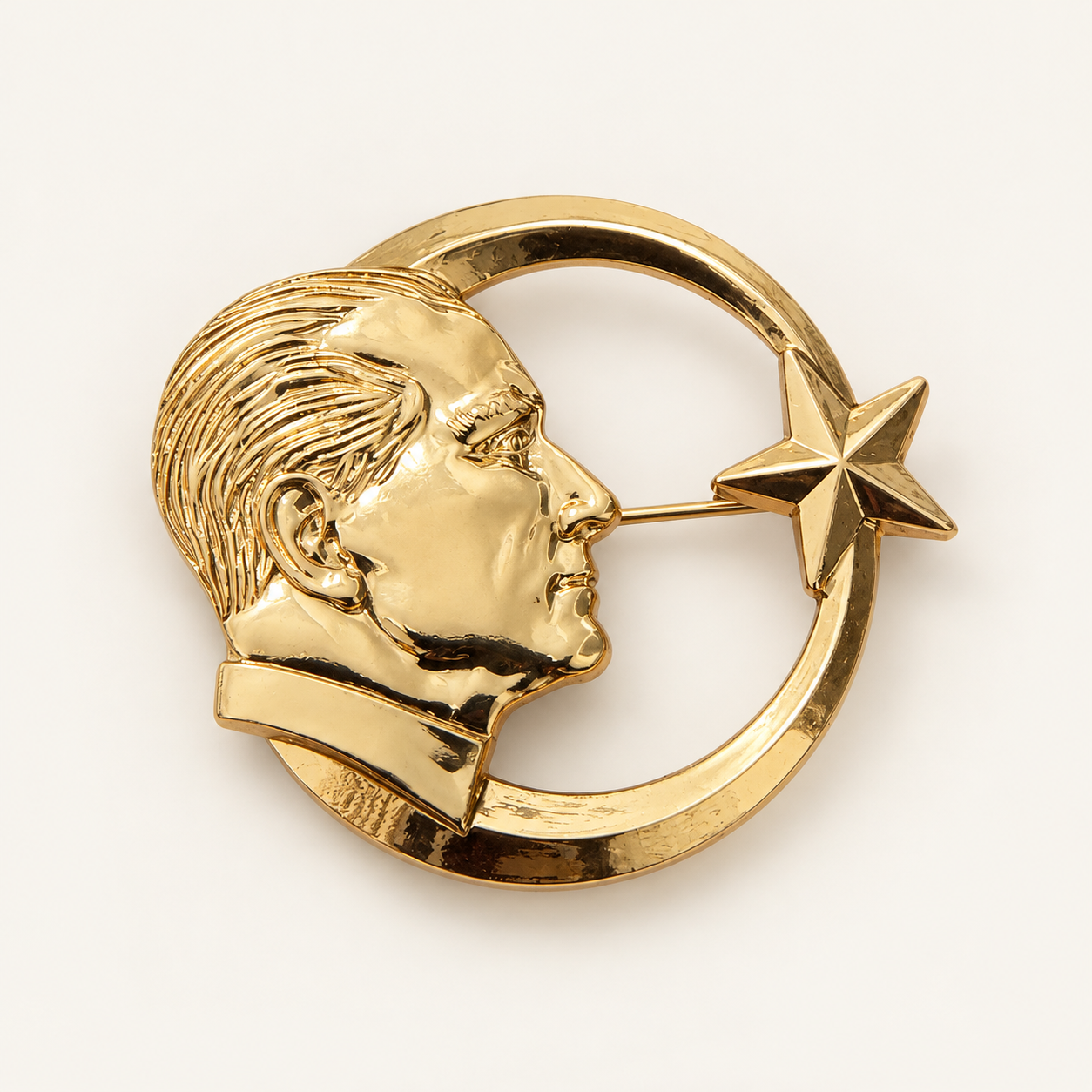 Atatürk Ay Yıldız Broş Gold