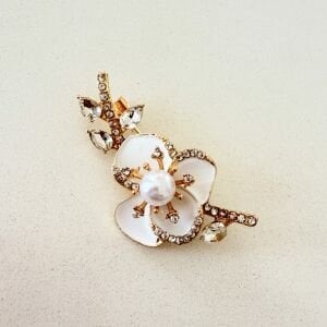 İncili Taşlı Çiçek Broş