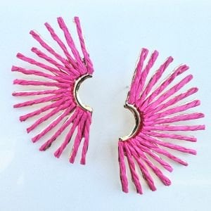 Hasır Pembe Güneş Küpe