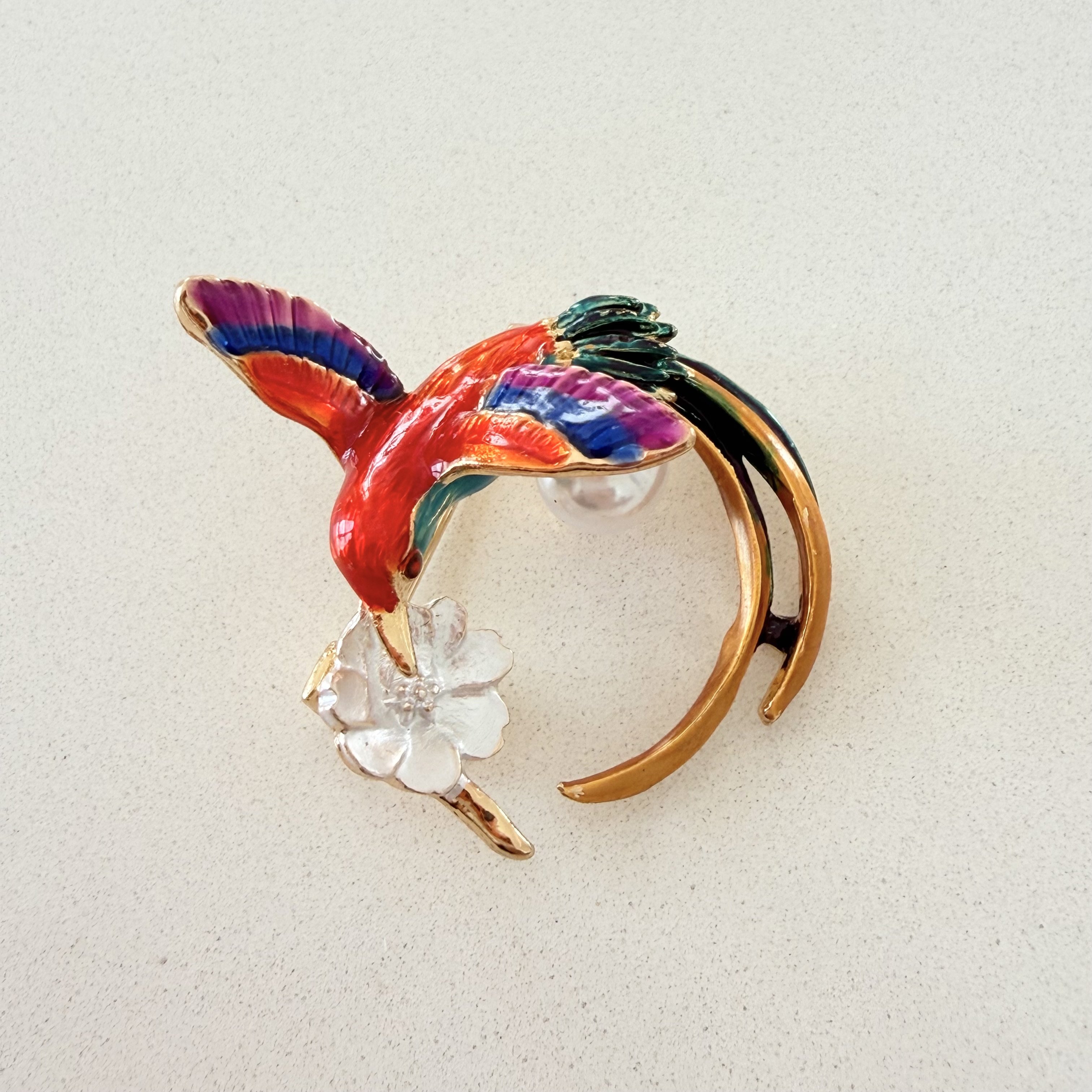 Renkli Mineli Kuş Broş
