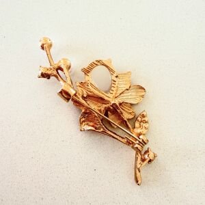 Kırmızı Mineli Çiçek Broş