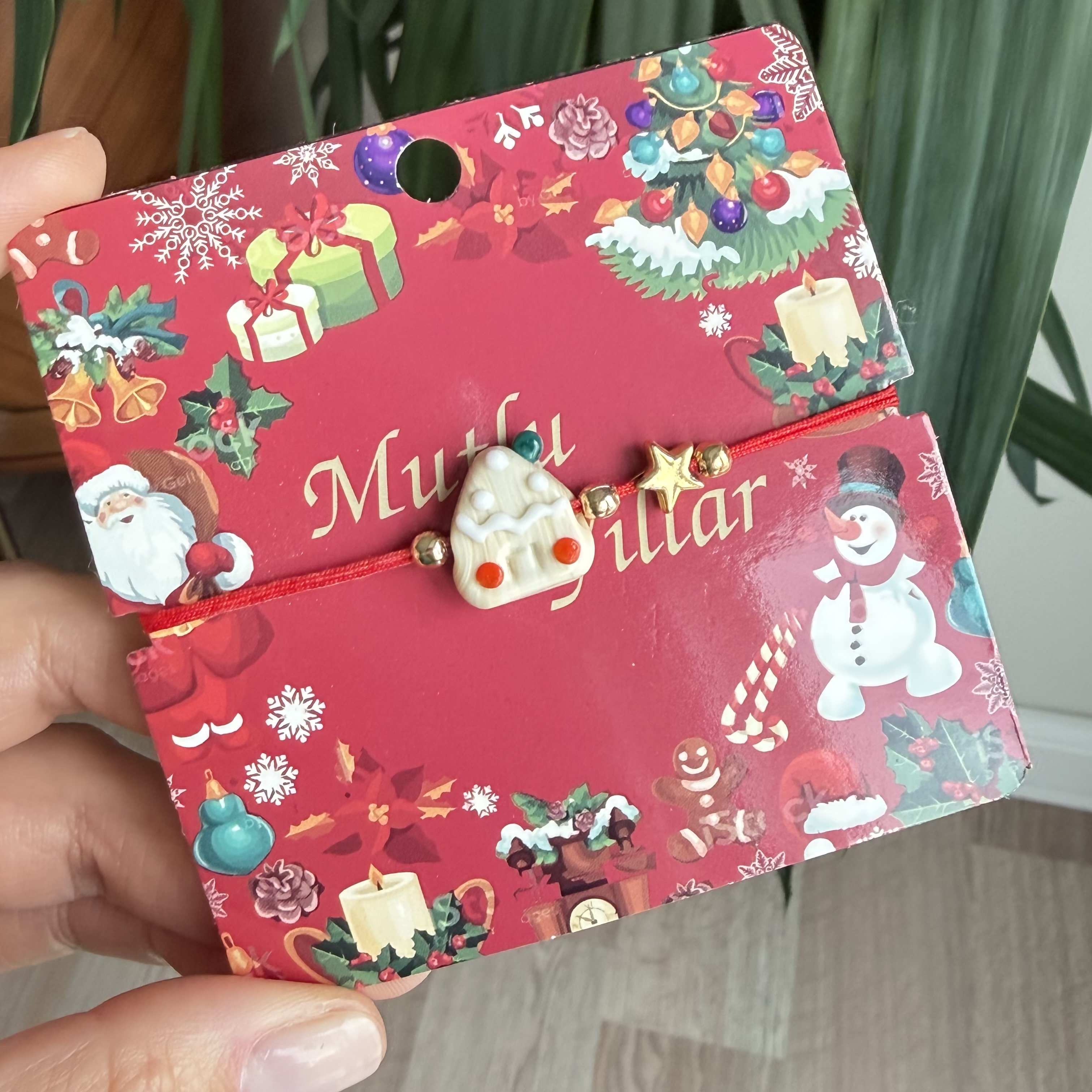 Kurabiye Ev Murano Cam Kırmızı İp Bileklik