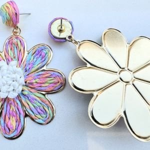 Hasır Pastel Renklerde Çiçek Küpe
