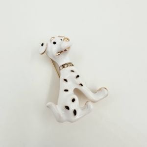 Beyaz Mineli Köpek Broş