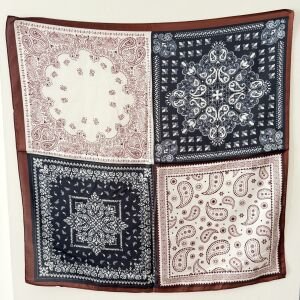 Geometrik Desenli Kahverengi Fular (70*70cm)