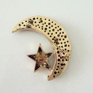 Siyah Taşlı Ay Yıldız Broş