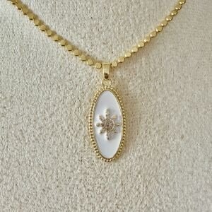 Altın Kaplama Beyaz Mineli Kuzey Yıldızı Kolye