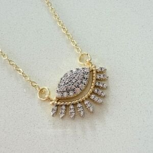 Altın Kaplama Taşlı Göz Kolye