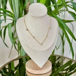 Altın Kaplama Taşlı Çiçekli Kolye