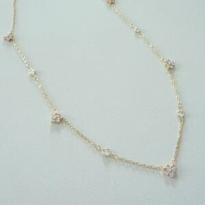 Altın Kaplama Taşlı Çiçekli Kolye