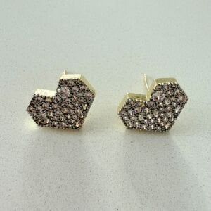 Altın Kaplama Taşlı Kalp Küpe