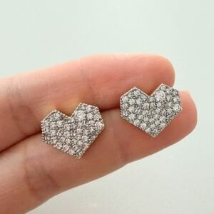 Altın Kaplama Taşlı Kalp Küpe