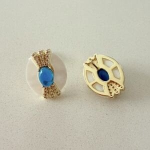 Altın Kaplama Mavi Beyaz Sedefli Küpe