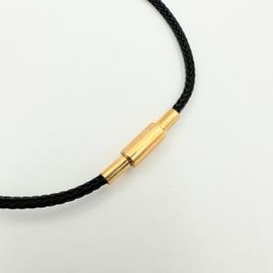 Çelik Vidalı Siyah İp Bileklik -19cm-