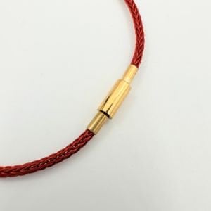 Çelik Vidalı Kırmızı İp Bileklik -19cm-