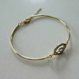 Altın Kaplama Göz Motifli Kelepçe Bileklik