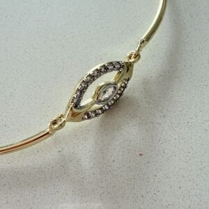 Altın Kaplama Göz Motifli Kelepçe Bileklik