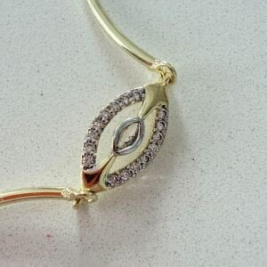 Altın Kaplama Göz Motifli Kelepçe Bileklik