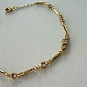 Altın Kaplama Taşlı Boru Zincir Detaylı Bileklik