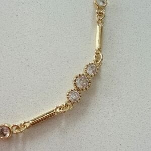 Altın Kaplama Taşlı Boru Zincir Detaylı Bileklik