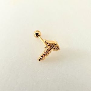 Çelik Taşlı Çivi Tragus Küpe
