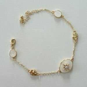 Altın Kaplama Sedefli Kuzey Yıldızı Motifli Bileklik