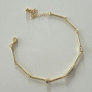 Altın Kaplama Taş Detaylı Boru Zincir Bileklik