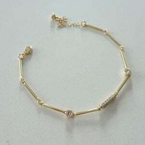 Altın Kaplama Taş Detaylı Boru Zincir Bileklik