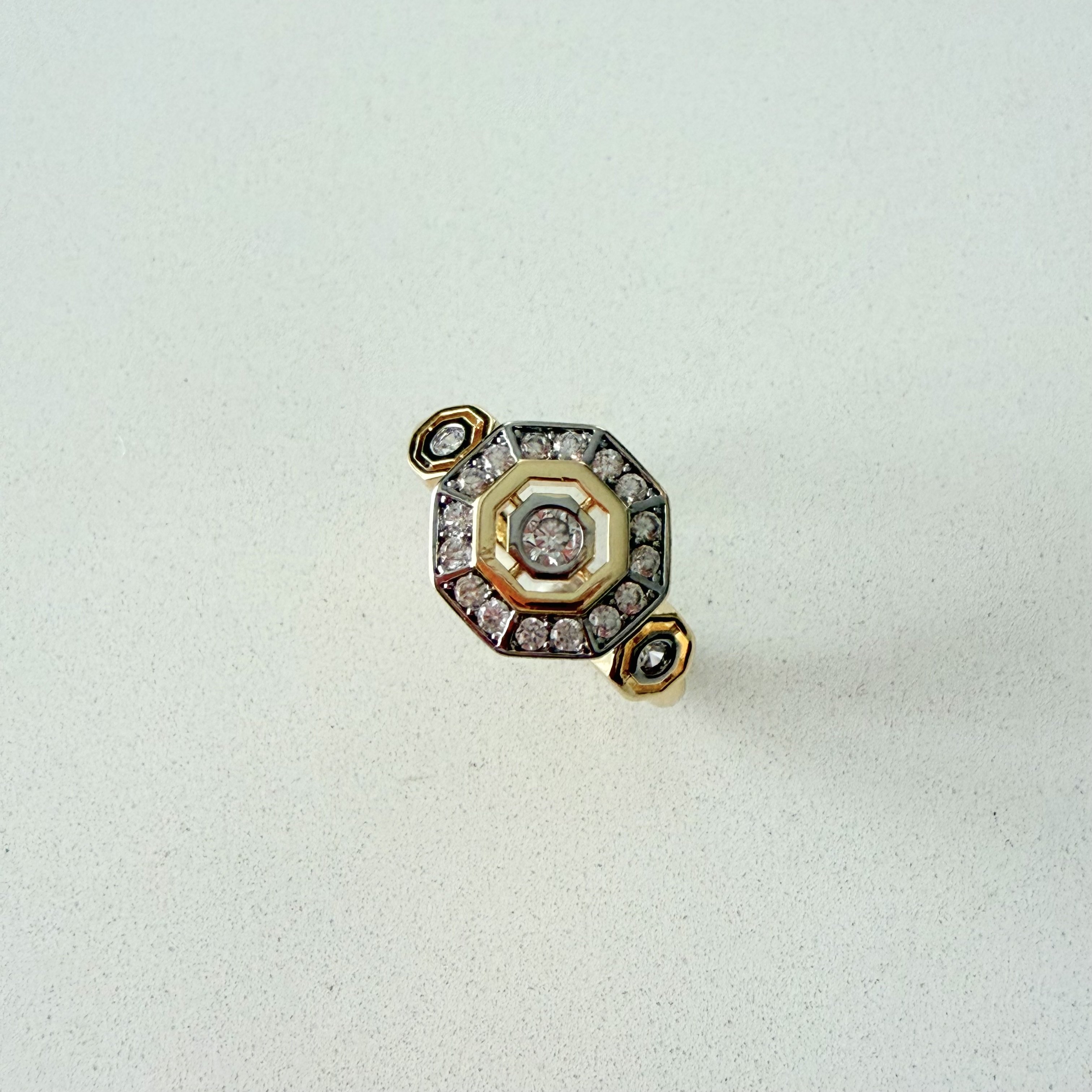 Altın Kaplama Sekizgen Taşlı Yüzük