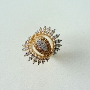 Altın Kaplama Beyaz Taşlı Kirpik Detaylı Göz Yüzük