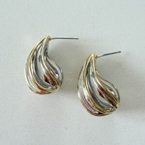 Altın Kaplama Çift Renkli Marka Model Damla Küpe