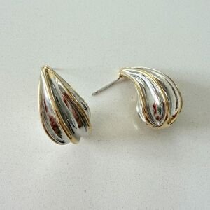 Altın Kaplama Çift Renkli Marka Model Damla Küpe