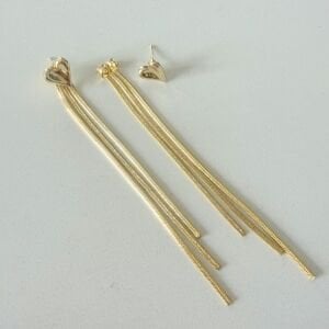 Altın Kaplama Kalp Detaylı Sallantılı Küpe (çift kullanımlı)