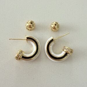 Altın Kaplama Mineli Taşlı Halka Küpe