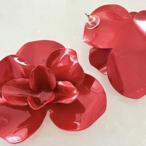 Marka Model Kırmızı Çiçek Küpe