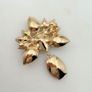 Gri Kristal Taşlı Gold Broş