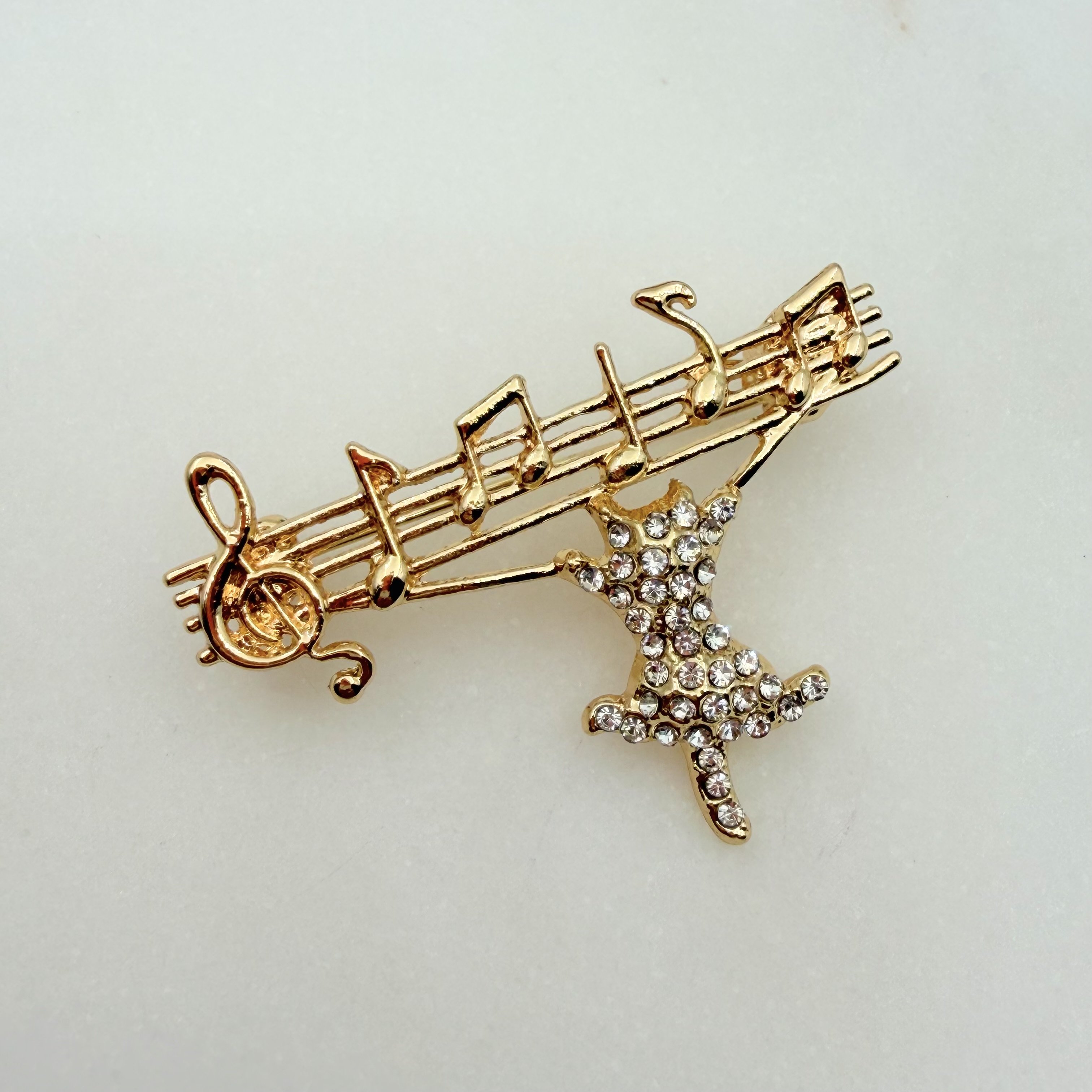 Kedi Detaylı Nota Broş