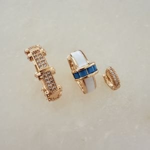 Altın Kaplama Taşlı Mavi Mineli Set Küpe