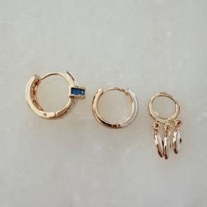 Altın Kaplama Taşlı Beyaz Mineli Set Küpe