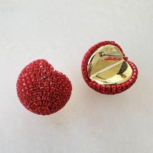 Kırmızı Taşlı Top Küpe